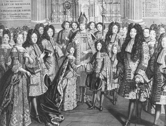 Marriage of Louis de France with Marie Adelaide de Savoie in the Royal Chapel of Versailles, December 1694, in the Presence of King Louis XIV